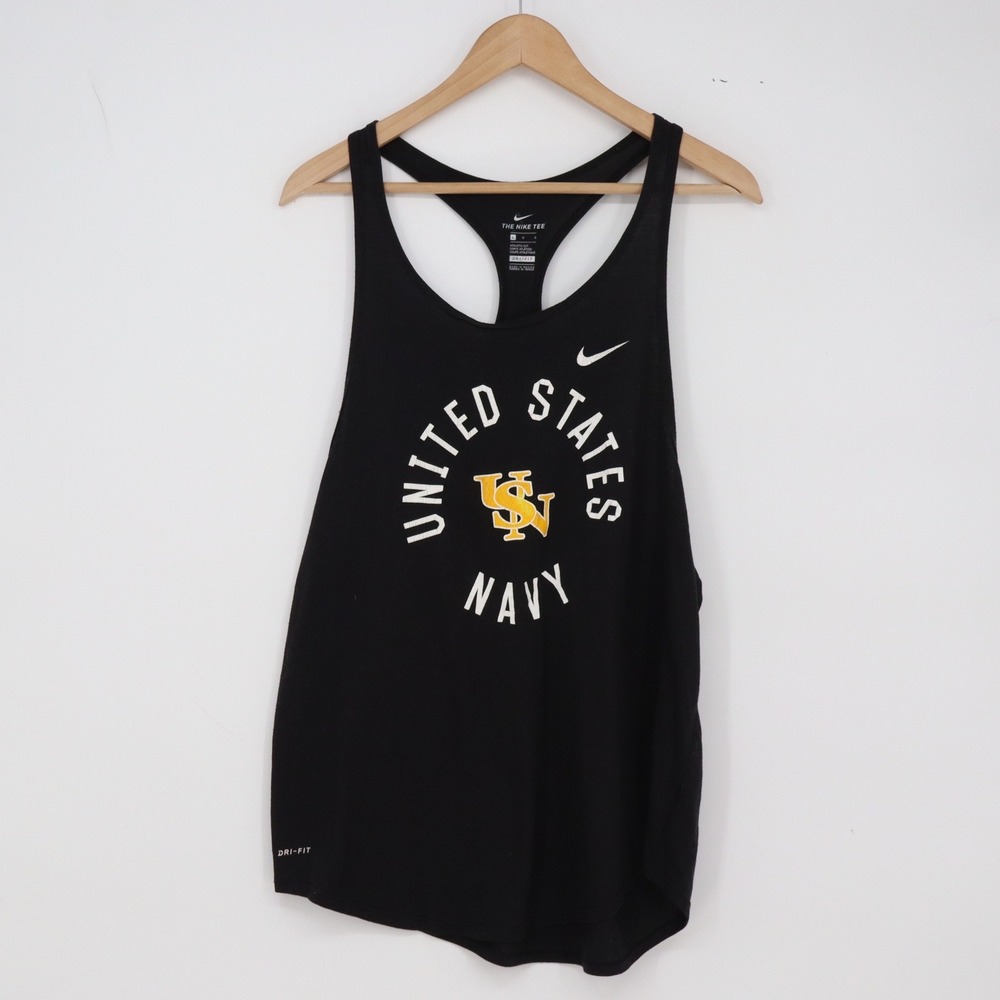 United States Navy Nike Tank Top Womens L Black Dri-FIT Racerback USN Excellent